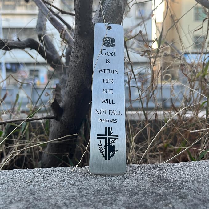 Bible Bookmarks Book Markers, Metal Christian Bookmark Gift Accessories (God is Within her)