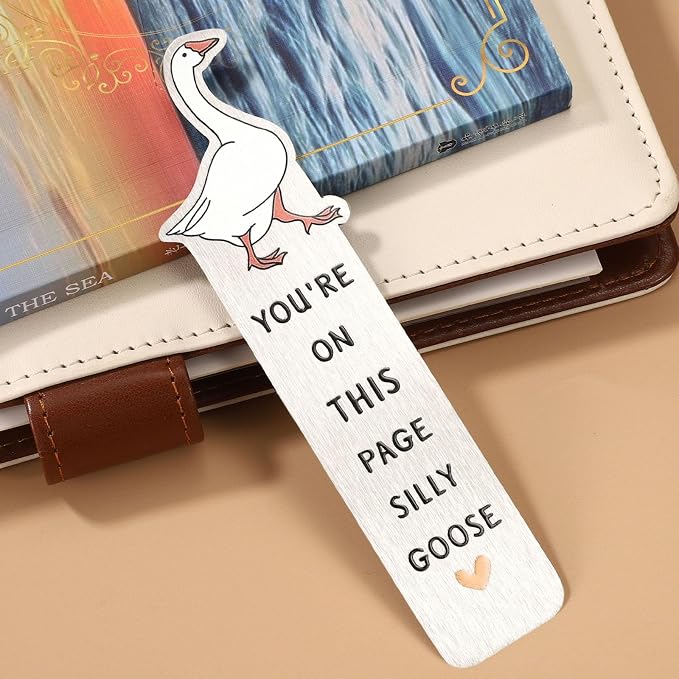Silly Goose Bookmark, Stainless Steel Funny Silly Goose Book Marks Practical Reading Accessories Supplies for Bookish Gift Women Men Kids Teens