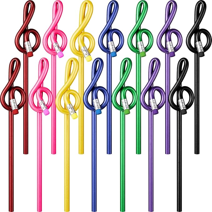 Zonon 14 Pack Treble Clef Pencils with Erasers Music Note Pencils for Students Artists Kids Colorful Wooden Music Pen Bulk for School Office and Art Supplies