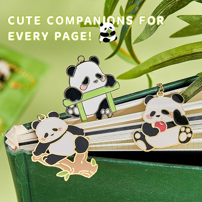 4 PCS Cute Panda Bookmarks, Metal Book Marks for Reading Women, Adults Teens Teacher, Book Lovers Gifts