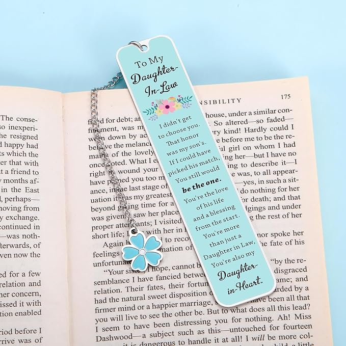 Future Daughter in Law Gifts from Mother in Law Daughter in Law Bookmark Birthday Wedding Gift for Daughter-in-Law Christmas Bridal Shower Gifts for Bride Book Lovers Stocking Stuffers Metal Bookmarks