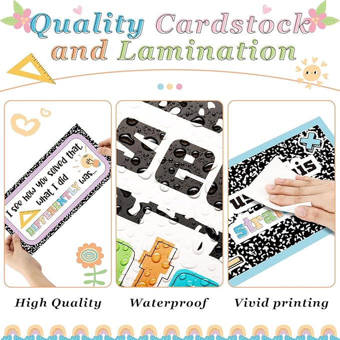 AmazingSpark Composition Notebook Math Talk Bulletin Board Set Classroom Decorations Educational Maths Paper Cutouts Back to School Bulletin Board Decor Elementary Middle School Wall Decor Supplies