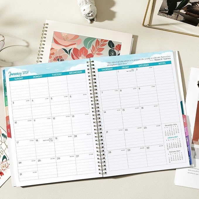 Teacher Planner 2026-2027 - 2026-2027 Teacher Planner, Weekly & Monthly Lesson Planner, July 2026 - June 2027, 8.5" x 11", Colorful Monthly Tabs, Twin-Wire Binding, Back Pocket