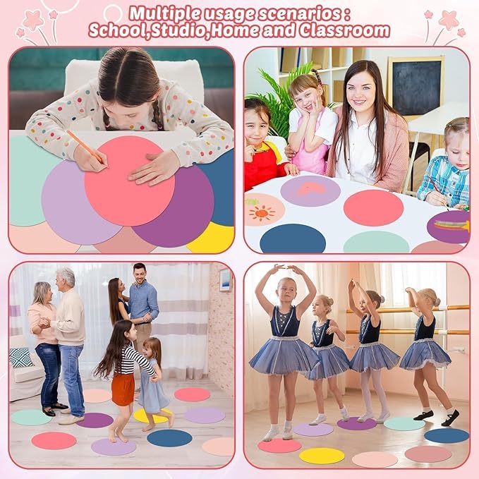 gisgfim 24PCS Dry Erase Dots 12 Inch Whiteboard Marker Wall Decor Removeable Circle Sticker Spots Writing Spots Set for Classroom Table Teachers Students Supplies (Morandi)