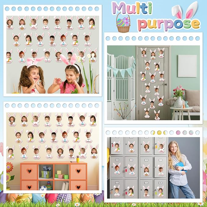 60Pcs Easter Bunny Paper Cutouts Bulletin Board Decorations White Rabbit DIY Photo Picture Crafts Cutouts Happy Spring Bunny Classroom Supplies for Kids School Chalkboard Home Birthday Wall Decor