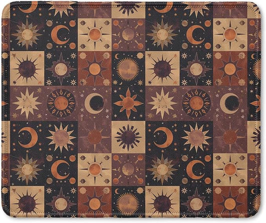Boho Witchy Gothic Sun and Moon Stars Mouse Pad, Astrology Gifts for Women Men, Whimsical Mystical Celestial Mouse Pad for Home Office Computer Gaming Desk Essentials, 9.5x7.9 Inch