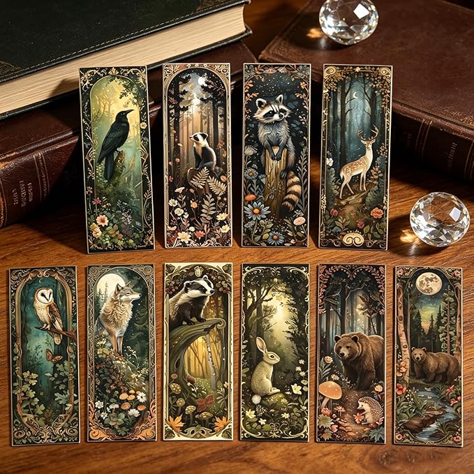 Woodland Animals Bookmarks Gifts - 120 Pcs Fantasy Forest Animal Bookmark Rabbit Raccoon Page Markers Clips Book Mark Gift for Women Men Office Home Book Lovers Bookworm Party Supplies