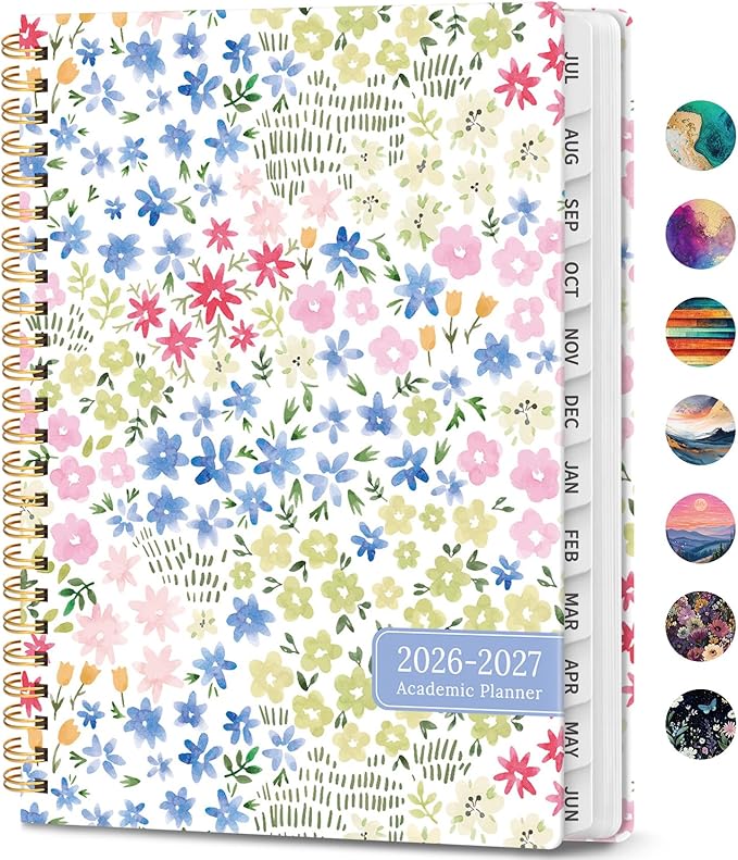 Academic Planner 2026-2027, Weekly and Monthly Calendar Book, July 2026 – June 2027, Hardcover Planner with Tabs, Perfect for Teachers, Students, Women & Men, A5 (6.4" x 8.5") - Disty