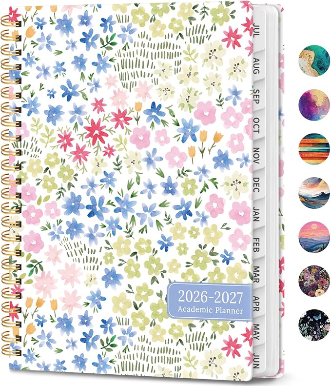 Academic Planner 2026-2027, Weekly and Monthly Calendar Book, July 2026 – June 2027, Hardcover Planner with Tabs, Perfect for Teachers, Students, Women & Men, A4 (8.5" x 11") - Disty