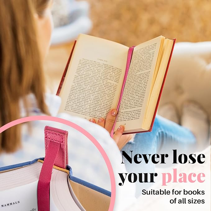 Superior Essentials Planner Magnetic Bookmark - Genuine Leather, Single Long Ribbon Bible Bookmark for Book Lovers - Amplify Your Love for Books with Our Elegant Ribbon Page Marker (1PC, Pink)