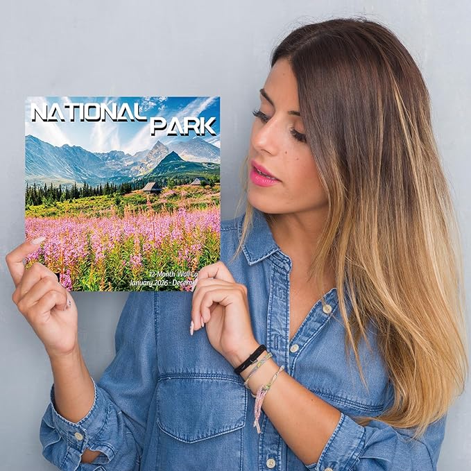 2026 Wall Calendar NATIONAL PARKS | 12 Month Hangable Nature Calendars | 12" x 24" (Open) | Thick & Sturdy Paper for Organizing & Planning | Giftable | NATIONAL PARK