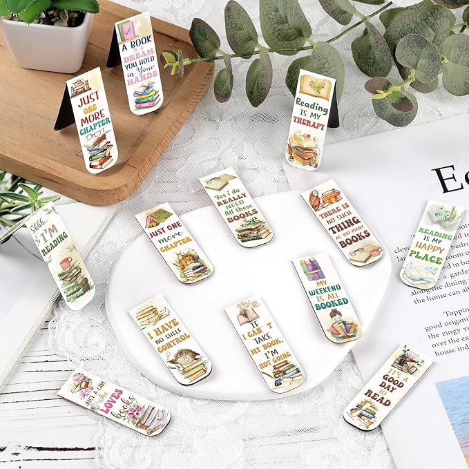 Book Lovers Magnetic Bookmarks - 30 PCs Watercolor Book Marks for Reading Women Bulk Aesthetic Page Markers for Kids Bookish Student Teacher School Office Club Accessories Birthday Gifts