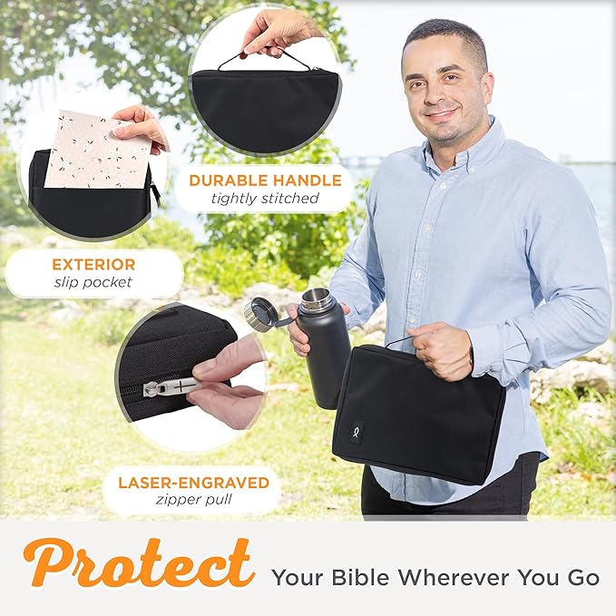 Promo Poly-Canvas Bible / Book Cover w/Fish Applique (Medium, Black)