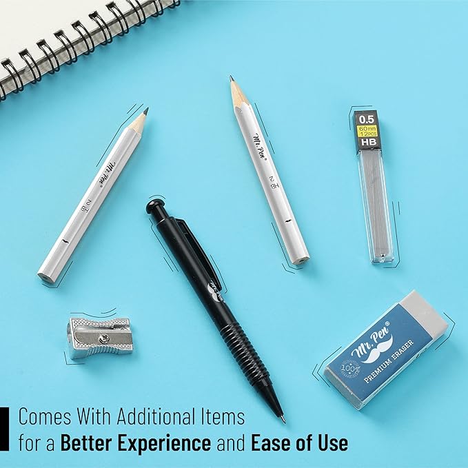 Mr. Pen- Geometry Set, 15 pcs, Pink, 6 Inch Swing Arm Protractor, Divider, Set Squares, Ruler, Compasses and Protractor