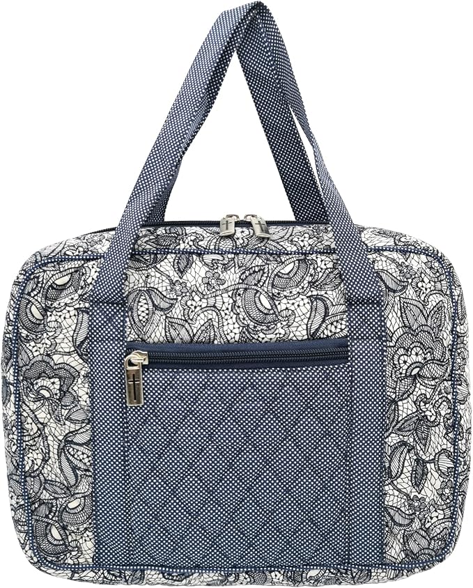 DIWI Quilted Bible Covers Extra Large Sizes 11.25 X 8.25 X 2.75 Inches Bible Tote Book Case (XL, C2 Navy Canopy)