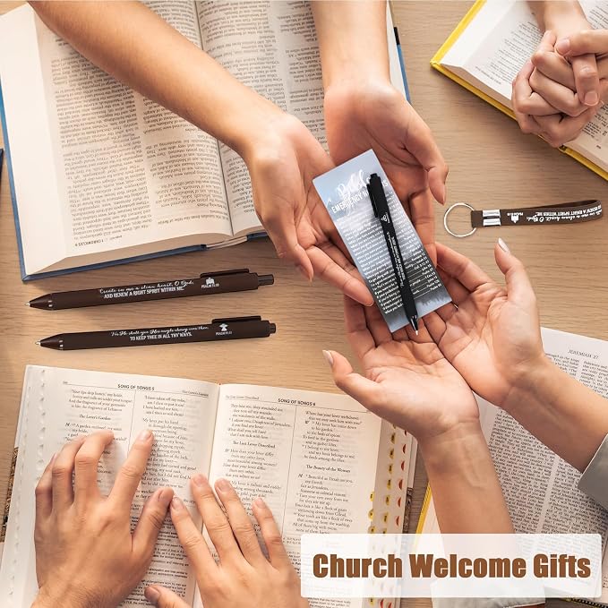 300 Pcs/100 Set Fathers Day Christian Gifts Bulk Bible Verse Pens, Scripture Keychains & Bookmarks, Graduation 2026, Appreciation, Church Party Favors Gifts for Men Women, Pastor, Teacher (English)