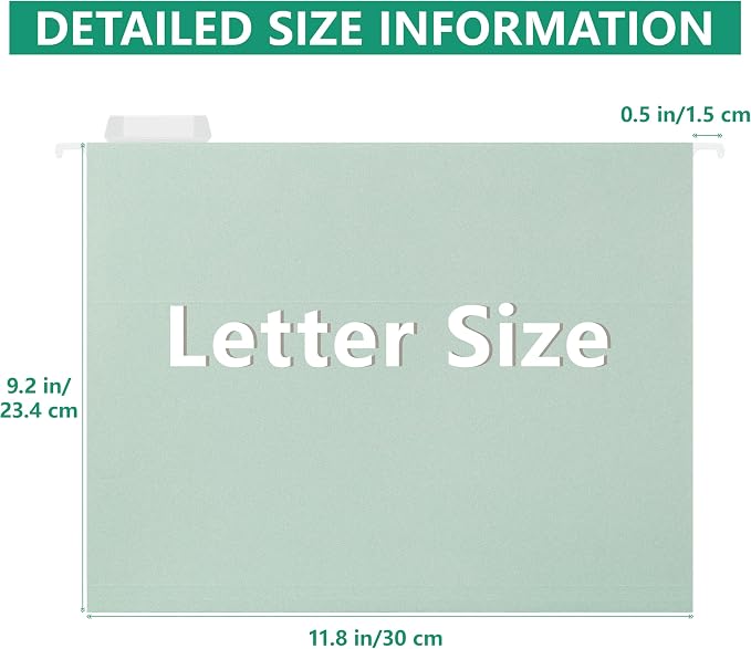 pmybupo Letter Size Hanging File Folders,25 Pack Green Hanging Files in Assorted Colors,Designed for Home and Office Colored File Organization,25 per Box