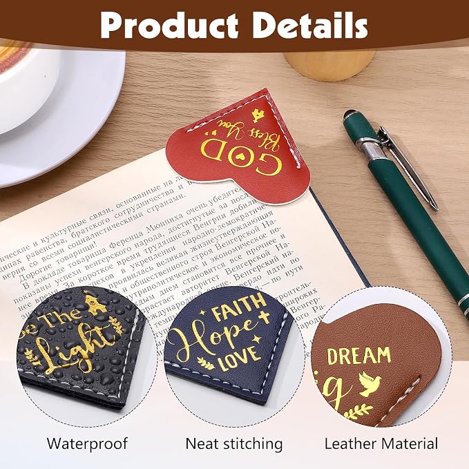 14Pcs Bible Verse Leather Heart Bookmarks, Mothers Day Gifts, Christian Gifts for Women, Reading Inspirational Corner Bookmarks, Reading Book Accessories, Christian Mothers Day Gift