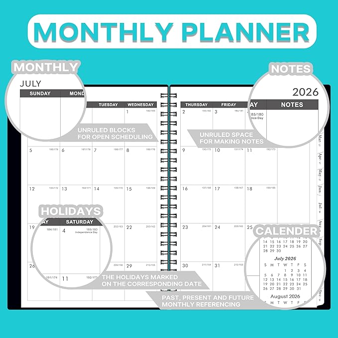 2026-2029 Monthly Planner/Calendar - 3 Year Monthly Planner 2026-2029, JUL 2026 - JUN 2029, 6.2" x 8.3", 3 Year Calendar 26-29 with Inner Pocket, Polypropylene Cover, 36-Month Tabs