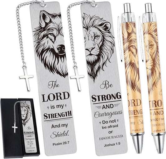 Christian Bookmark with Pen Gifts - Inspirational Religious Gift for Book Lovers, Bible Verse Christmas Birthday Appreciation Retirement Encouraging Graduation Present for Men Women Friends