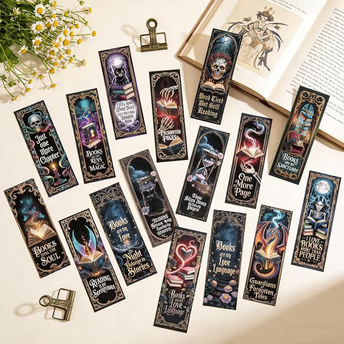 Wxiben Dark Romance Bookmarks Gifts - 120 Pcs Gothic Fantasy Skull Bookmarks Tarot Card Inspirational Book Markers Gift for Women Men Book Lovers Students Teachers Reading Supplies