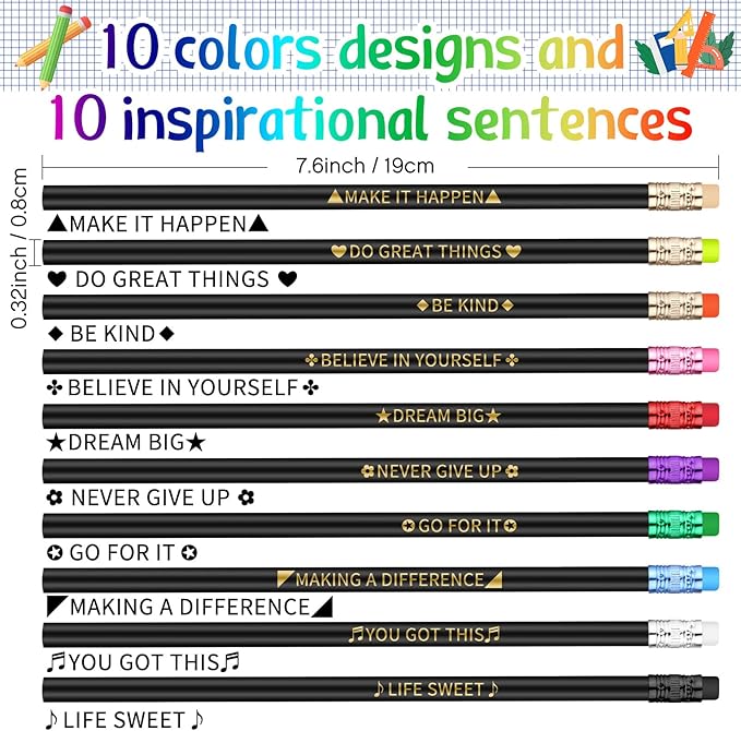 Eersida 80pcs Color Changing Mood Pencils Fun Pencils Bulk for Kids Students Motivational Pencil 2B Assorted Thermochromic Pencil with Eraser (Positive)