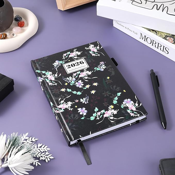2026 Planner Weekly & Monthly – A5 Size 8.5" x 5.8", PU Leather Hardcover Planner 2026 with Twin-Wire Binding, Thick Paper, 2026 Small Planner Calendar for Home, Office, School