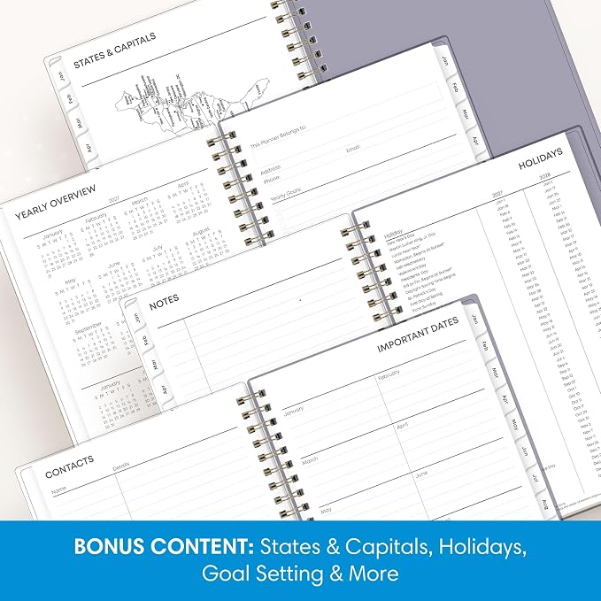 Blue Sky 2027 Weekly and Monthly Planner Calendar, January 2027 - December 2027, 5" x 8", Flexible Frosted Cover, Laminated Tabs, Durable Twin Wire Binding, Tula