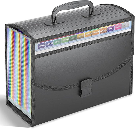 TOPCJ 25 Pockets Accordion File Organizer with Handle,Expanding File Folders for Documents, A4/Letter Size Paper,a-z Tabs,Perfect Expandable Accordian Filing Folders with Visible Window