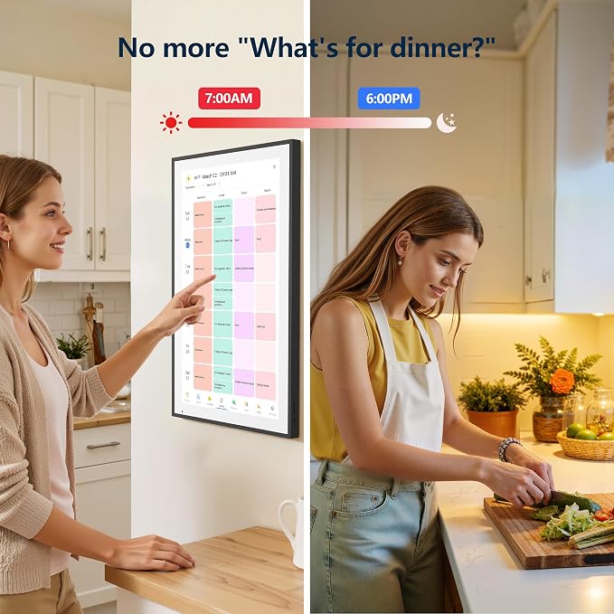 Digital Calendar, 15.6 Inch Wall Planner Electronic Calendar & Chore Chart, Smart Touchscreen Interactive Display for Family Schedules, Great for Organizing Your Routines, Wall & Desk Mountable