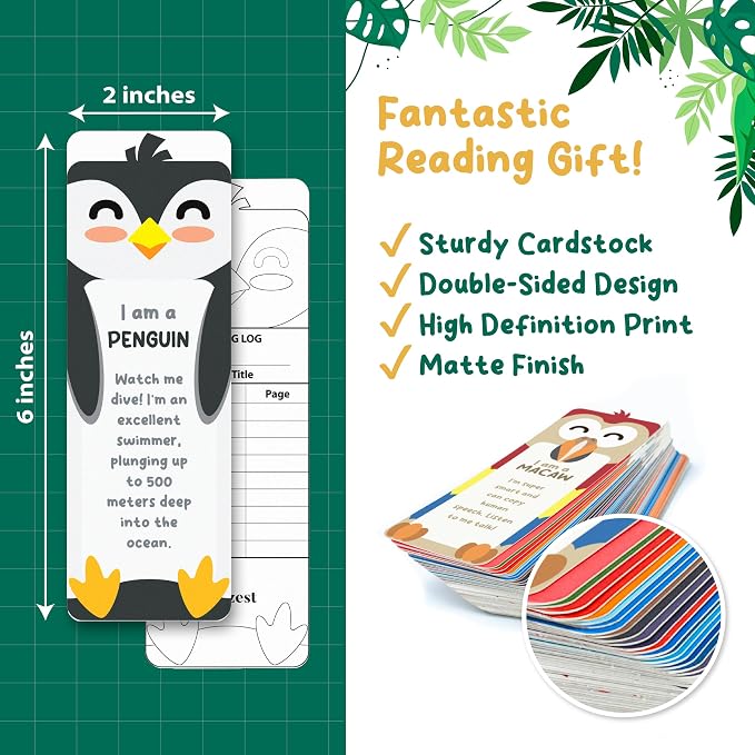 100 Pack Bookmarks for Kids – Bulk Bookmarks for Reading with Animal Fun Facts – Back to School Gifts for Student, Classroom, Teacher Prizes
