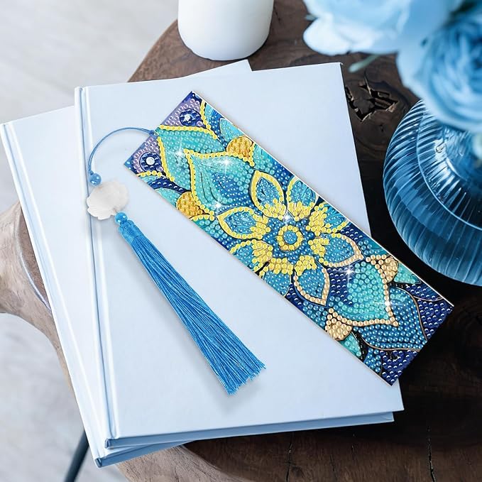 8 Pieces Christian Bible Verse Diamond Art Bookmarks 5d Christian Beaded Bookmark Acrylic Tassel Bookmark for DIY Making Beginners Adults Arts Craft Supplies (Mandala-3)