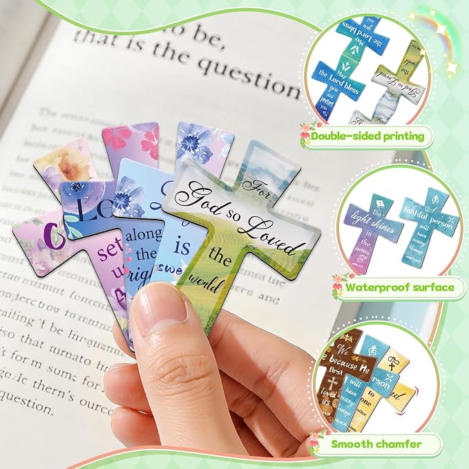 25Pack Magnetic Bookmarks Bulk Cross Bible Bookmark Christian Bookmarks for Women Men kids Adults Teacher Book Lovers Gifts, Book Marks for Reading Religious Verses Magnet Bookmark Clips (Multi-style)