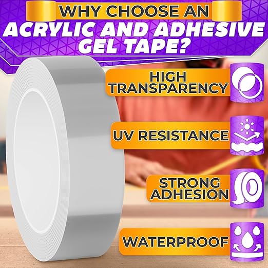 Heavy Duty Double Sided Tape – Clear Two Sided Tape Heavy Duty 9.84 Ft × 1.2" Wide – Weather Resistant Adhesive for Plastic, Wood, Glass, Metal & Marble, Suitable for Arts, Crafts & Gift Wrapping