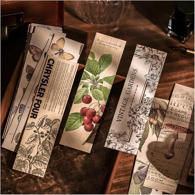 Vintage Natural Style Butterfly Flower Plant Bookmarks, 30PCS (Gentle Whispers)