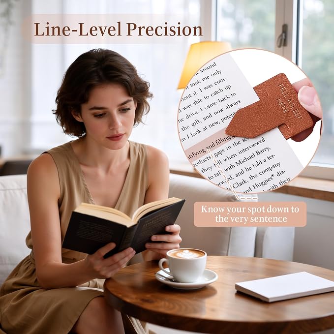 Leather Bookmark for Reading Women, Fell Asleep HERE Bookmarks, Index Book Marks for Book Lovers, 6 Pcs Drak Color Set