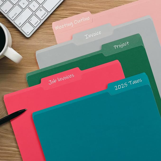 Color File Folders, 1/3-Cut Tabs, 120 Pack File Folder Letter Size, 6 Colors Organizer File Folders for School Home Office Business