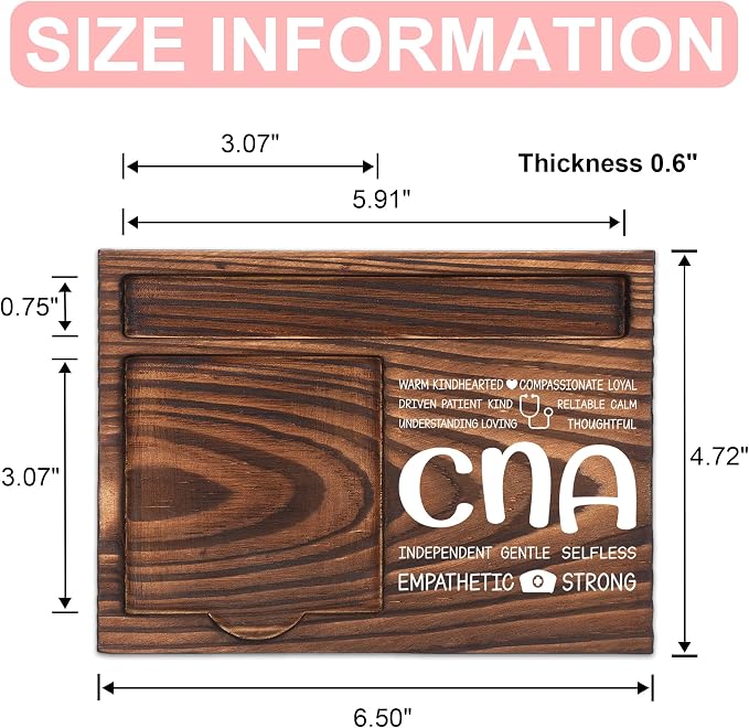 Certified Nursing Assistant Appreciation Gifts, Thank You Gift for Nursing Assistant, CNA Office Coworkers Staff Appreciation Gift, Sticky Note Holder Wooden Notepad & Pen Holder 6.5" x 4.7" - FTA278