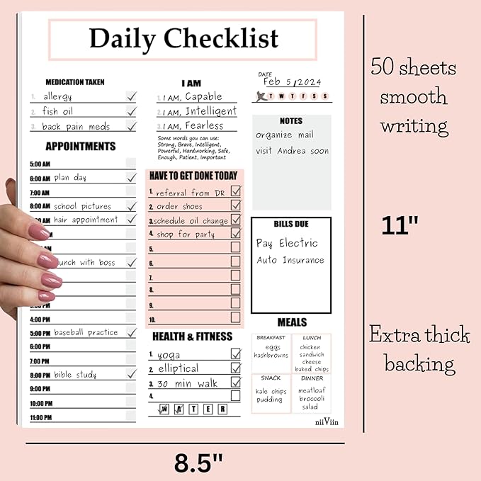 ADHD Planner for Adults & Women - 2026 Productivity Planner & Daily To Do List & Task Notepad, Neurodivergent Tools for Adults, Undated Full Focus Organization Pad with 50 Tear-Off Sheets, 8.5 x 11 Inch