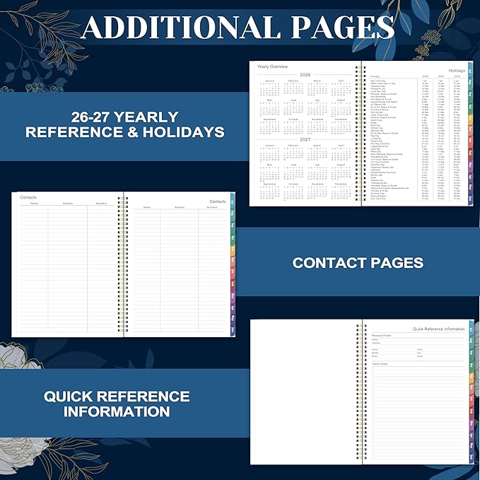 Planner 2026-2027 - Academic Planner 2026-2027, Jul 2026 - Jun 2027, Planner Weekly and Monthly, 8.5" x 11", Monthly Tabs, Twin-wire Binding, Holidays, Back Pocket
