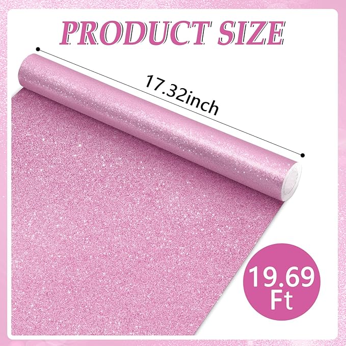 Qyeahkj 17in x 20ft Glitter Bulletin Board Paper Roll Bulletin Board Background Paper Fade Resistant Classroom Decoration Poster Art Craft Home Wall Education Decor Supplies Hot Pink