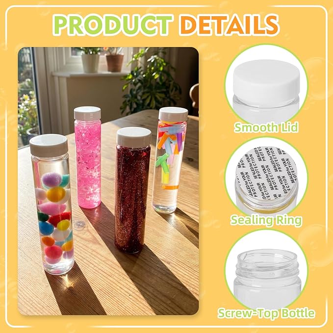 8PCS Sensory Bottle Kit for Toddlers, DIY Calming Bottles with Decorative Fillers, Calm Down Corner Supplies,Preschool & Kindergarten Classroom Must Haves