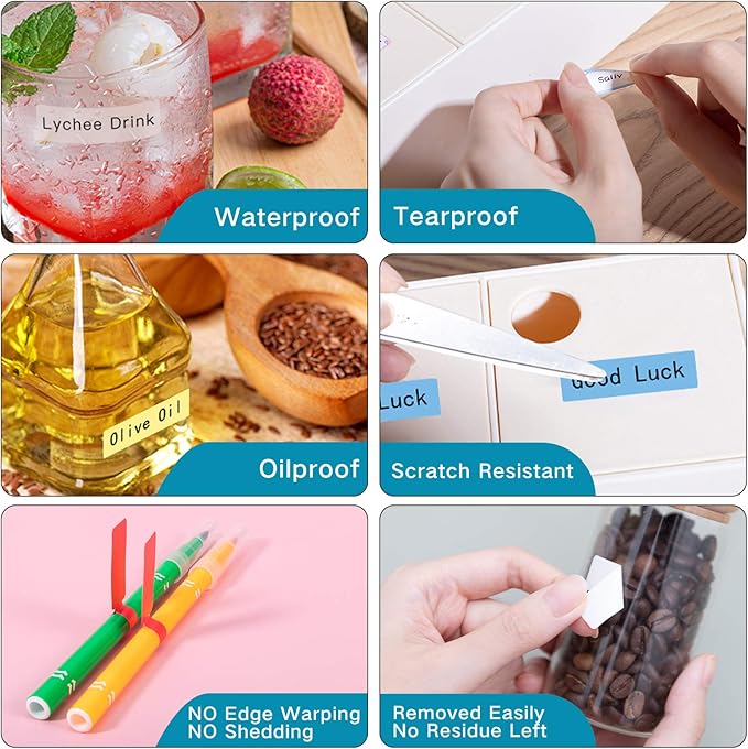D30 Clear Thermal Label - Label Maker Paper Transparent Label Thermal Printer Paper Self-Adhesive 14x25mm/0.55x0.98in for Name Price Storage, Compatible with Memoking/Phomemo D30 Label Maker, 3 Rolls