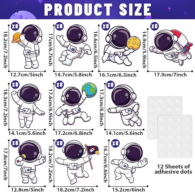 gisgfim 80Pcs Outer Space Cutouts Back to School Decorations Bulletin Board Astronaut Paper Cut-Outs Classroom Decor for Boy DIY Craft Photo Wall Solar System Kindergarten Preschool Party Favor Supply