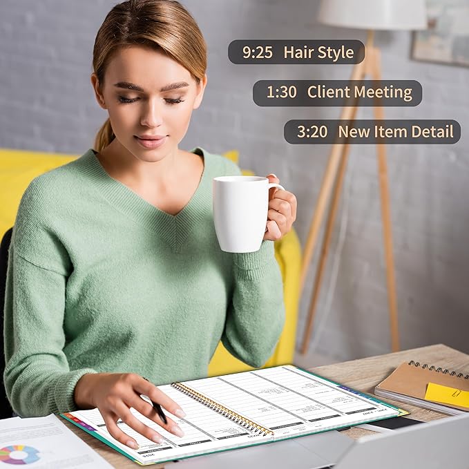 Appointment Book 2026 with Colorful Tabs ,Hardcover Weekly & Monthly Appointment Planner from Jan 2026-Dec 2026 ,Daily 7AM - 10 PM Hourly Schedule Planning for Salon,Client,12 Monthly Calendar 9" x 11", Blue