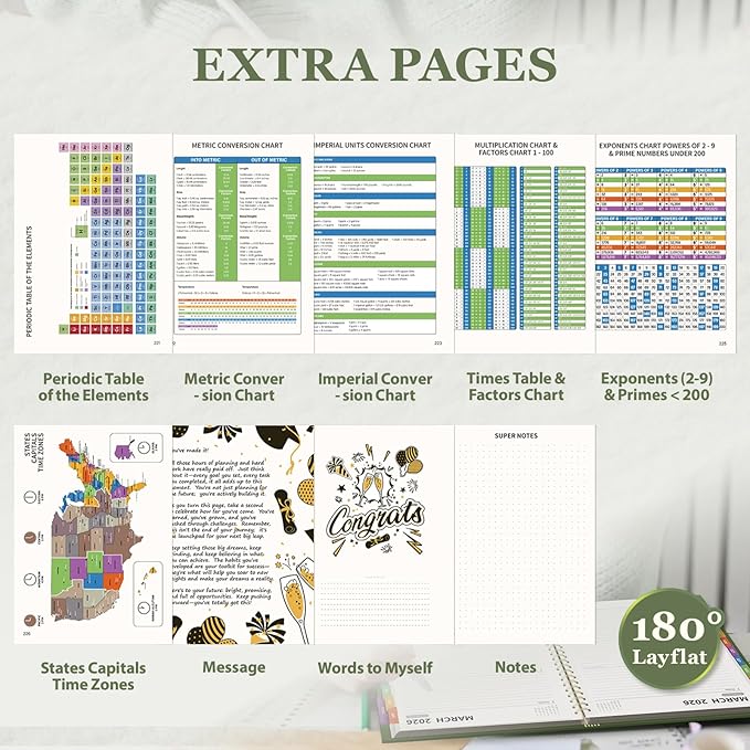 19 Months Planner, 2026 Weekly & Monthly Planner, 8.5"×11" Daily Weekly Monthly Calendar Planner, June 2025-Dec 2026 Organizers with Habit Tracker for School & Office, Colored Tabs, Stickers, Pocket, Ruler Bookmark-Green