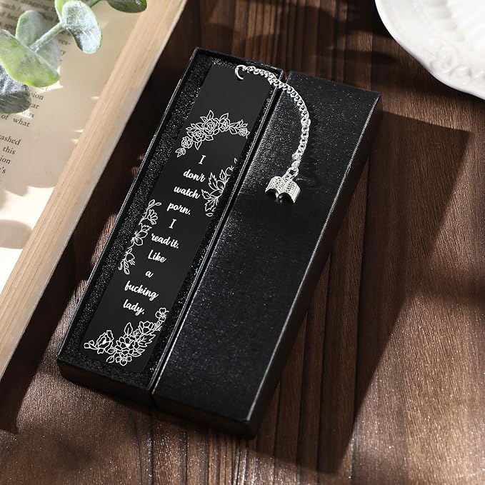 Smut Bookmark Gifts for Men - I Don't Watch Po*n Read It Like a Fu*King Lady Bookmarks Funny Smutty Personalized Unique Metal Book Marks Accessories for Reading Readers Friends Bookworm