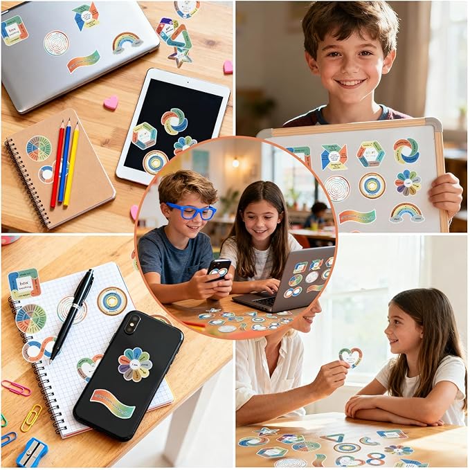 75 PCS Anxiety Sensory Stickers, Boho Calm Stickers for Anxiety Sensory Textured Sensory Stickers, Anti Stress Anxiety Relief Sticker for Mental Health Classroom Desk Adults Teens Supplies
