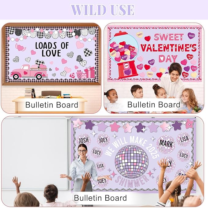Purple Lavender Bulletin Board Roll Pastel Purple Reusable Waterproof Erasable Bulletin Board Poster Non-Woven Fabric Bulletin Wrapping Paper for Valentine's Day Easter Classroom Decor 15.55inx20ft