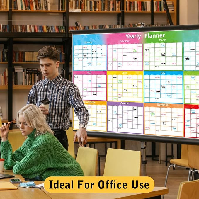 Large Wall Calendar Dry Erase,MoShining, Extra Large 59 x 37 Inch Watercolor Foldable Poster, Reusable Planner for Wall, Colorful Organizer for Office Home Classroom
